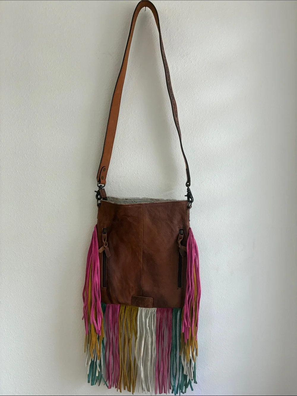 American Darling Rainbow Speckled Fringe Crossbody Bag